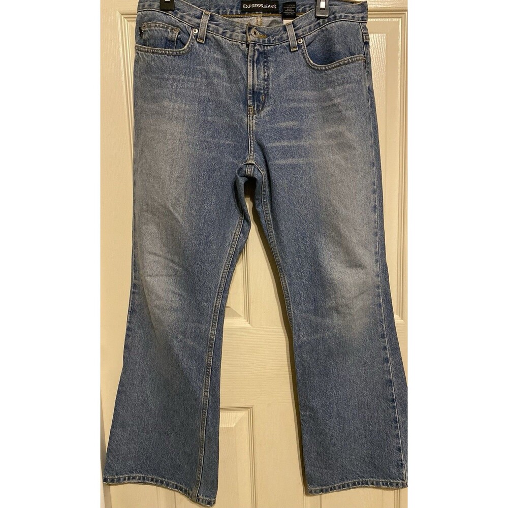 Vintage Express Jeans Low Rise Flare Jeans Denim 100% Cotton 11/12 Short Y2K 90s